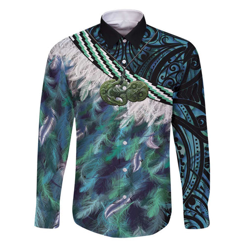 Turquoise Traditional Cloak Aotearoa Family Matching Off The Shoulder Long Sleeve Dress and Hawaiian Shirt Maori Paua Shell Korowai Pattern
