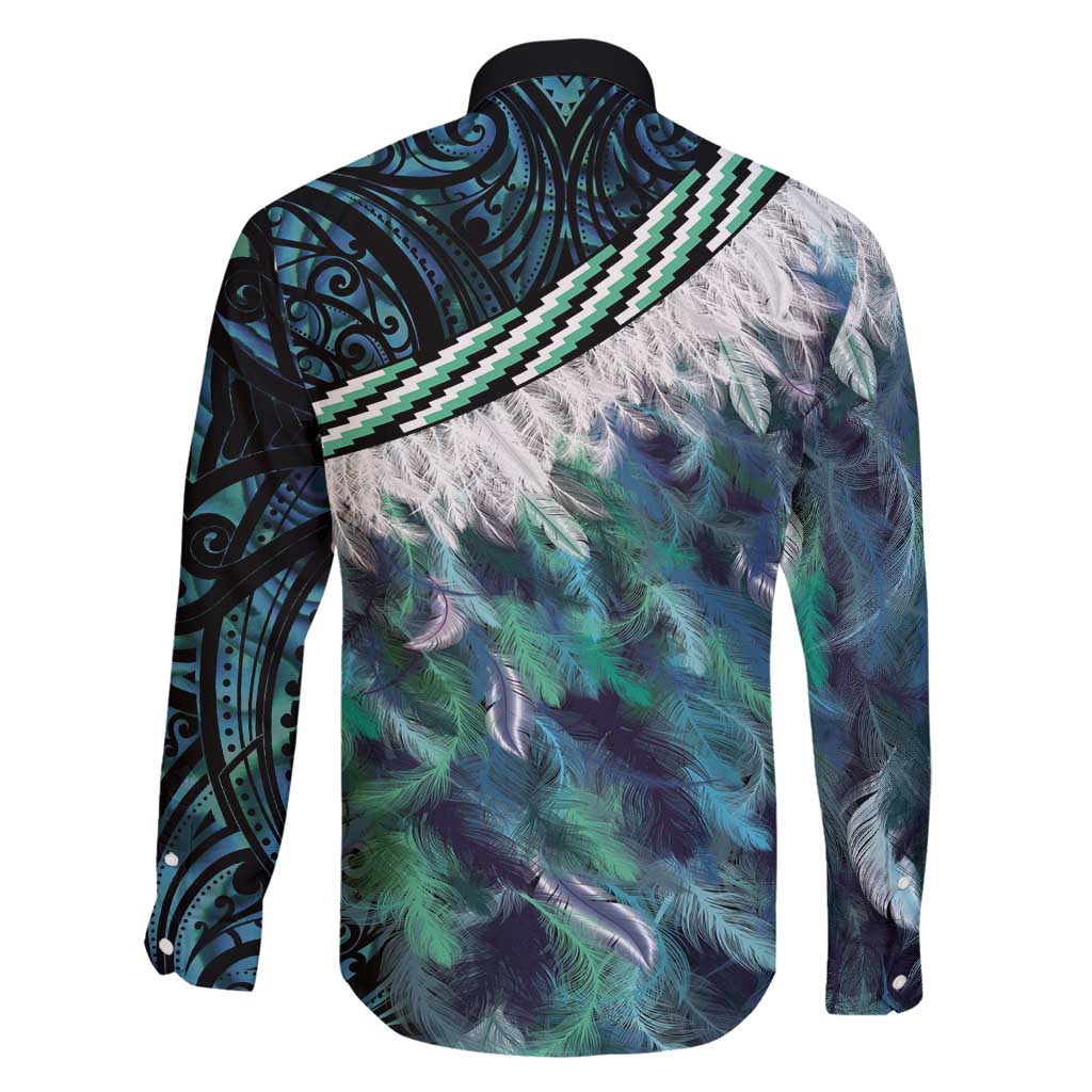 Turquoise Traditional Cloak Aotearoa Family Matching Off Shoulder Maxi Dress and Hawaiian Shirt Maori Paua Shell Korowai Pattern