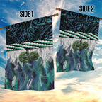 Turquoise Traditional Cloak Aotearoa Garden Flag Maori Paua Shell Korowai Pattern