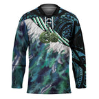 Turquoise Traditional Cloak Aotearoa Hockey Jersey Maori Paua Shell Korowai Pattern - Aussie Hoodie