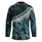 Turquoise Traditional Cloak Aotearoa Hockey Jersey Maori Paua Shell Korowai Pattern - Aussie Hoodie