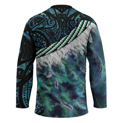 Turquoise Traditional Cloak Aotearoa Hockey Jersey Maori Paua Shell Korowai Pattern - Aussie Hoodie