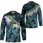 Turquoise Traditional Cloak Aotearoa Hockey Jersey Maori Paua Shell Korowai Pattern - Aussie Hoodie