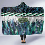 Turquoise Traditional Cloak Aotearoa Hooded Blanket Maori Paua Shell Korowai Pattern