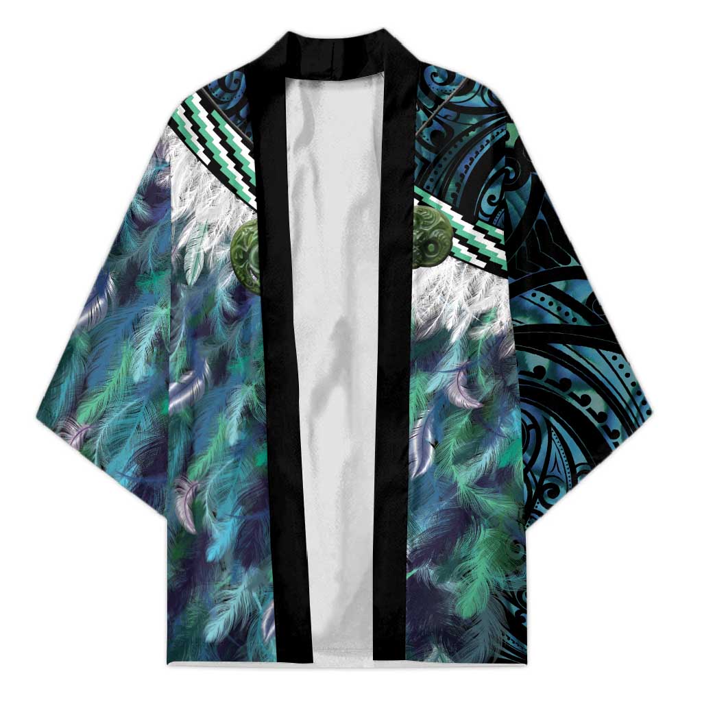 Turquoise Traditional Cloak Aotearoa Kimono Maori Paua Shell Korowai Pattern - Aussie Hoodie
