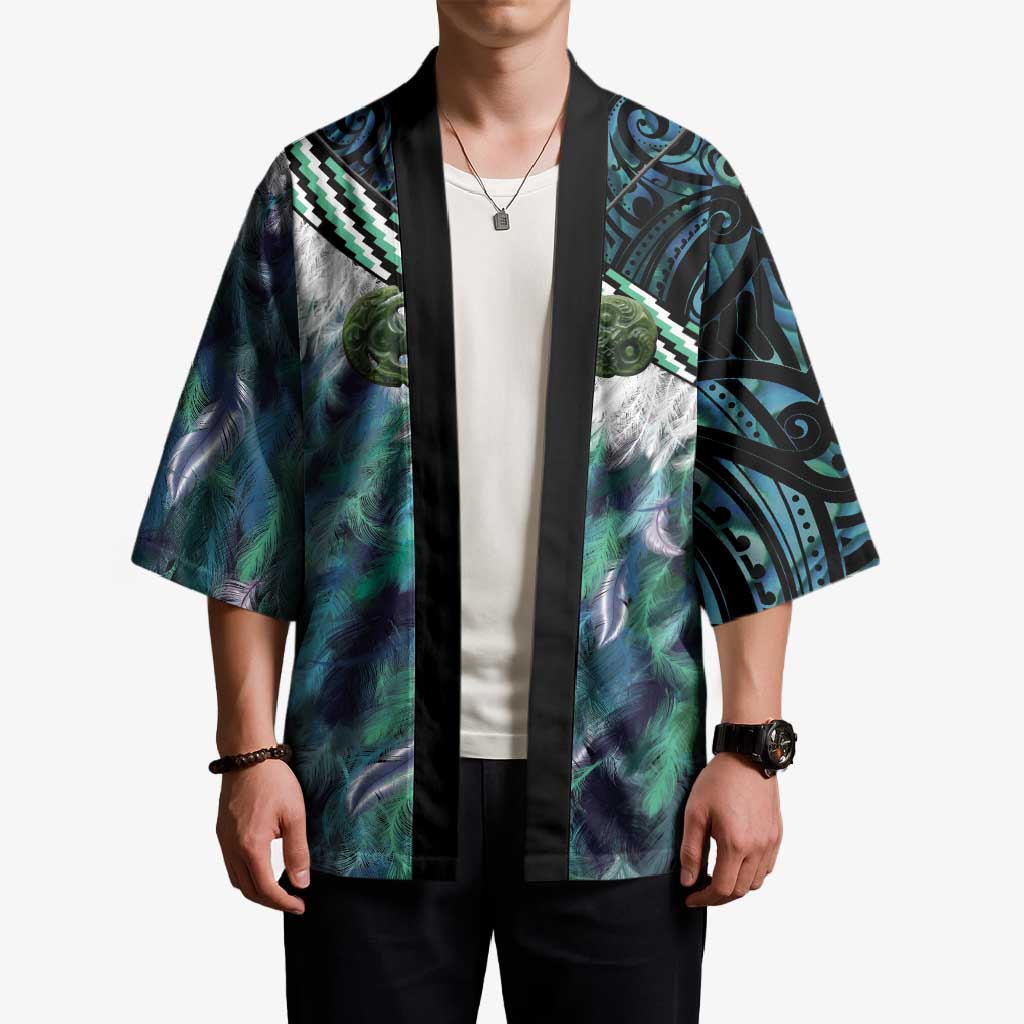 Turquoise Traditional Cloak Aotearoa Kimono Maori Paua Shell Korowai Pattern - Aussie Hoodie