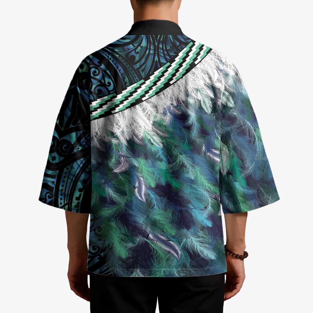 Turquoise Traditional Cloak Aotearoa Kimono Maori Paua Shell Korowai Pattern - Aussie Hoodie