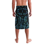 Turquoise Traditional Cloak Aotearoa Lavalava Maori Paua Shell Korowai Pattern