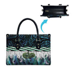 Turquoise Traditional Cloak Aotearoa Leather Bag Maori Paua Shell Korowai Pattern - Aussie Hoodie