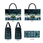 Turquoise Traditional Cloak Aotearoa Leather Bag Maori Paua Shell Korowai Pattern - Aussie Hoodie