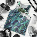 Turquoise Traditional Cloak Aotearoa Men Tank Top Maori Paua Shell Korowai Pattern