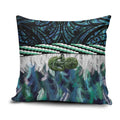 Turquoise Traditional Cloak Aotearoa Pillow Cover Maori Paua Shell Korowai Pattern - Aussie Hoodie