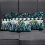 Turquoise Traditional Cloak Aotearoa Pillow Cover Maori Paua Shell Korowai Pattern - Aussie Hoodie