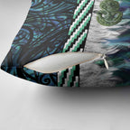 Turquoise Traditional Cloak Aotearoa Pillow Cover Maori Paua Shell Korowai Pattern - Aussie Hoodie