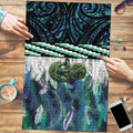 Turquoise Traditional Cloak Aotearoa Puzzle Maori Paua Shell Korowai Pattern - Aussie Hoodie