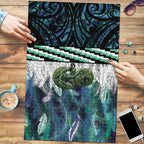 Turquoise Traditional Cloak Aotearoa Puzzle Maori Paua Shell Korowai Pattern - Aussie Hoodie