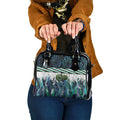 Turquoise Traditional Cloak Aotearoa Shoulder Handbag Maori Paua Shell Korowai Pattern