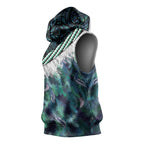 Turquoise Traditional Cloak Aotearoa Sleeveless Hoodie Maori Paua Shell Korowai Pattern - Aussie Hoodie