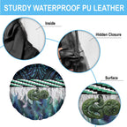 Turquoise Traditional Cloak Aotearoa Spare Tire Cover Maori Paua Shell Korowai Pattern