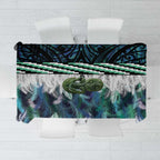 Turquoise Traditional Cloak Aotearoa Tablecloth Maori Paua Shell Korowai Pattern