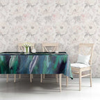 Turquoise Traditional Cloak Aotearoa Tablecloth Maori Paua Shell Korowai Pattern