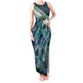 Turquoise Traditional Cloak Aotearoa Tank Maxi Dress Maori Paua Shell Korowai Pattern