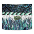 Turquoise Traditional Cloak Aotearoa Tapestry Maori Paua Shell Korowai Pattern