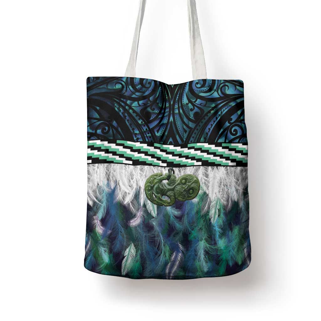 Turquoise Traditional Cloak Aotearoa Tote Bag Maori Paua Shell Korowai Pattern - Aussie Hoodie