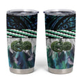 Turquoise Traditional Cloak Aotearoa Tumbler Cup Maori Paua Shell Korowai Pattern