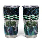 Turquoise Traditional Cloak Aotearoa Tumbler Cup Maori Paua Shell Korowai Pattern