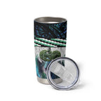 Turquoise Traditional Cloak Aotearoa Tumbler Cup Maori Paua Shell Korowai Pattern
