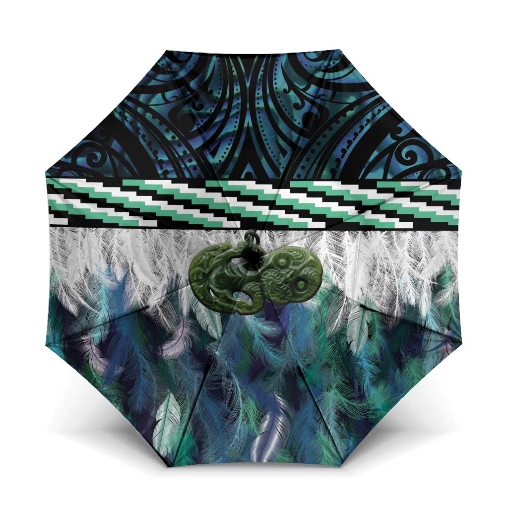 Turquoise Traditional Cloak Aotearoa Umbrella Maori Paua Shell Korowai Pattern - Aussie Hoodie