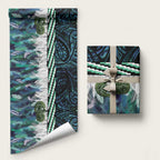 Turquoise Traditional Cloak Aotearoa Wrapping Paper Maori Paua Shell Korowai Pattern - Aussie Hoodie