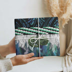 Turquoise Traditional Cloak Aotearoa Wrapping Paper Maori Paua Shell Korowai Pattern - Aussie Hoodie