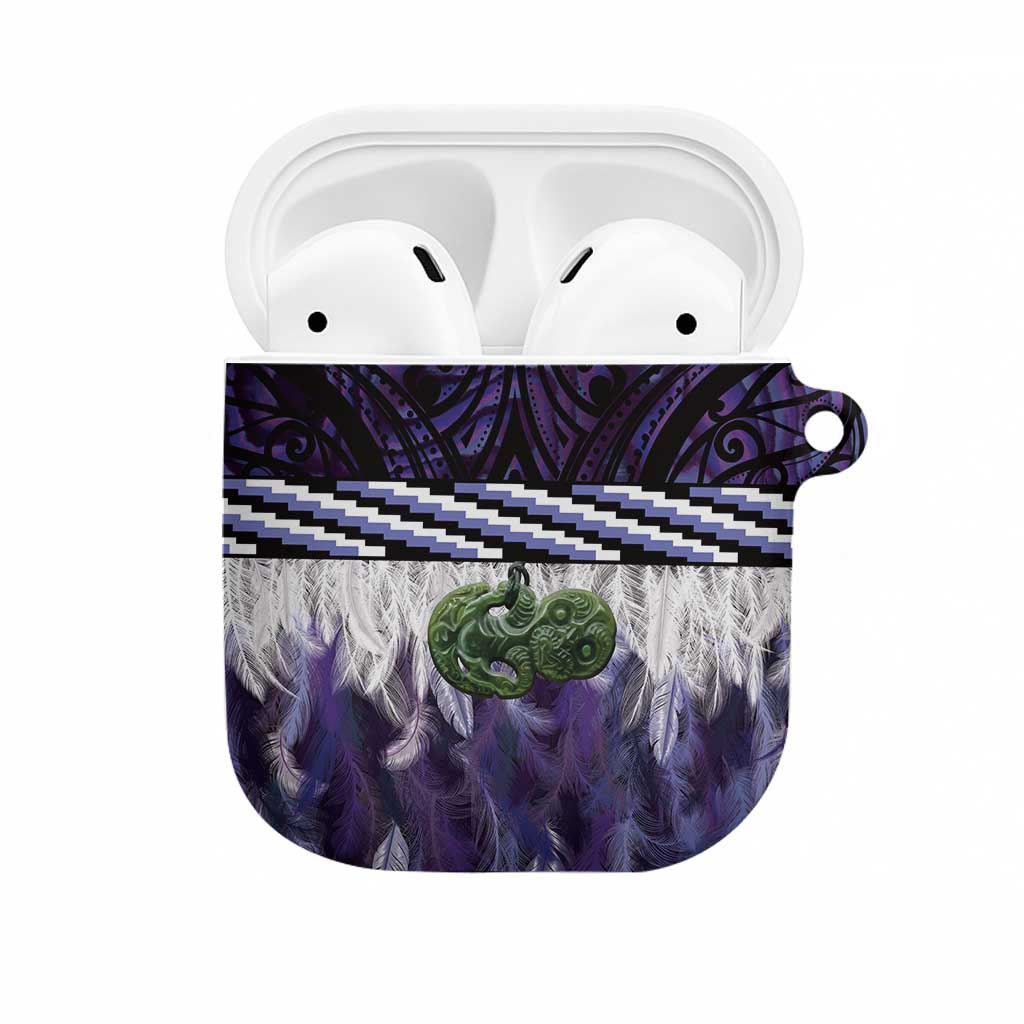 Purple Traditional Cloak Aotearoa AirPods Case Maori Paua Shell Korowai Pattern - Aussie Hoodie