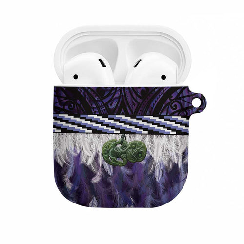 Purple Traditional Cloak Aotearoa AirPods Case Maori Paua Shell Korowai Pattern - Aussie Hoodie