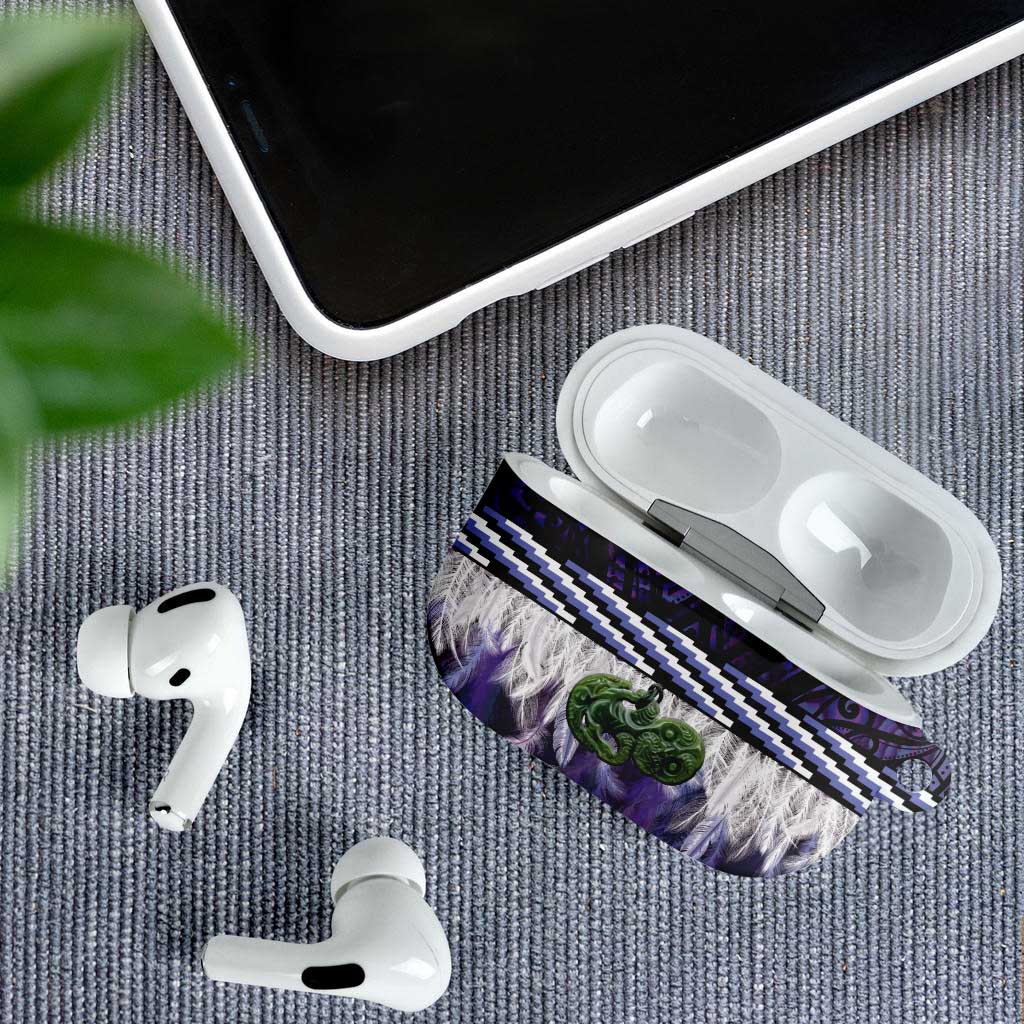 Purple Traditional Cloak Aotearoa AirPods Case Maori Paua Shell Korowai Pattern - Aussie Hoodie