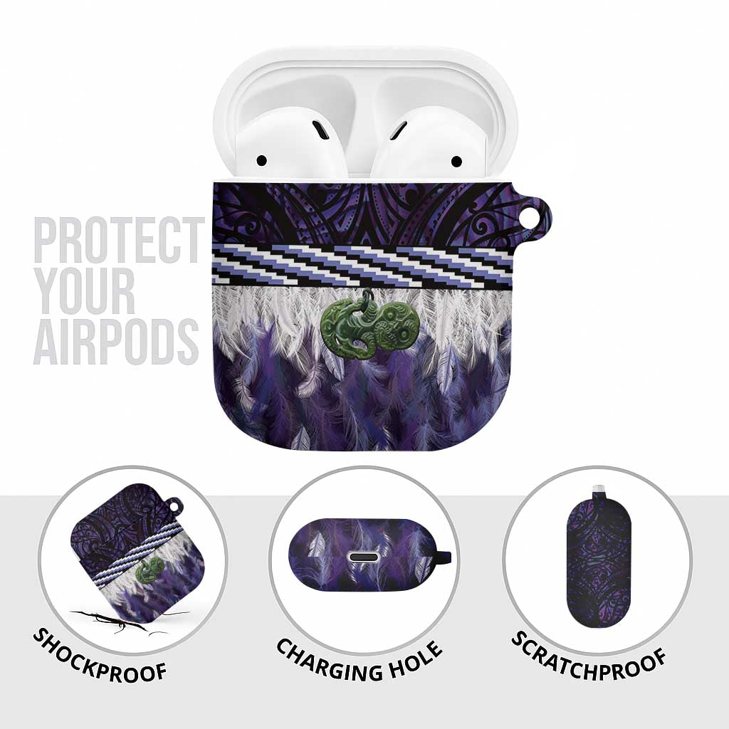 Purple Traditional Cloak Aotearoa AirPods Case Maori Paua Shell Korowai Pattern - Aussie Hoodie