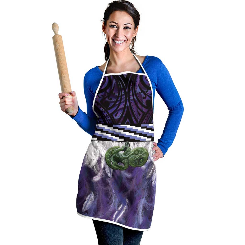 Purple Traditional Cloak Aotearoa Apron Maori Paua Shell Korowai Pattern - Aussie Hoodie
