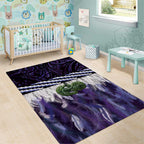 Purple Traditional Cloak Aotearoa Area Rug Maori Paua Shell Korowai Pattern