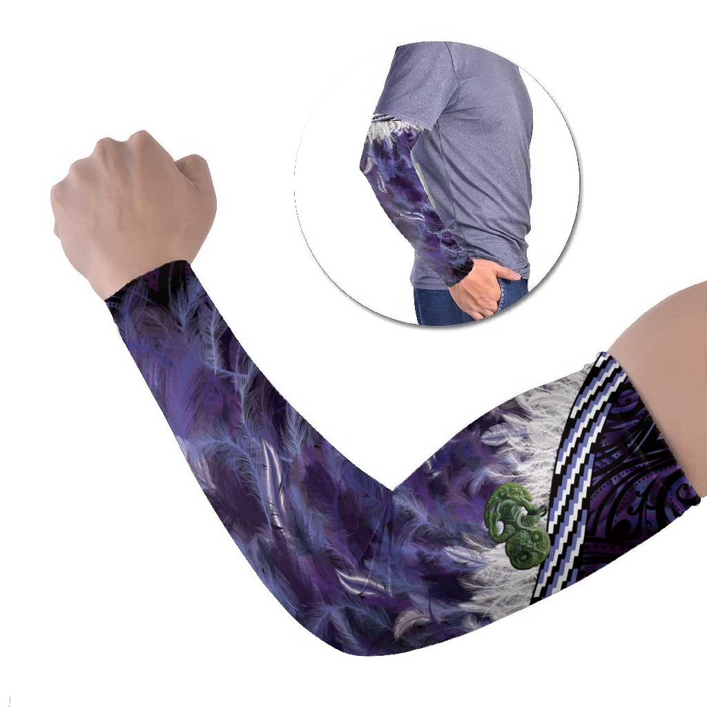 Purple Traditional Cloak Aotearoa Arm Sleeves Maori Paua Shell Korowai Pattern - Aussie Hoodie