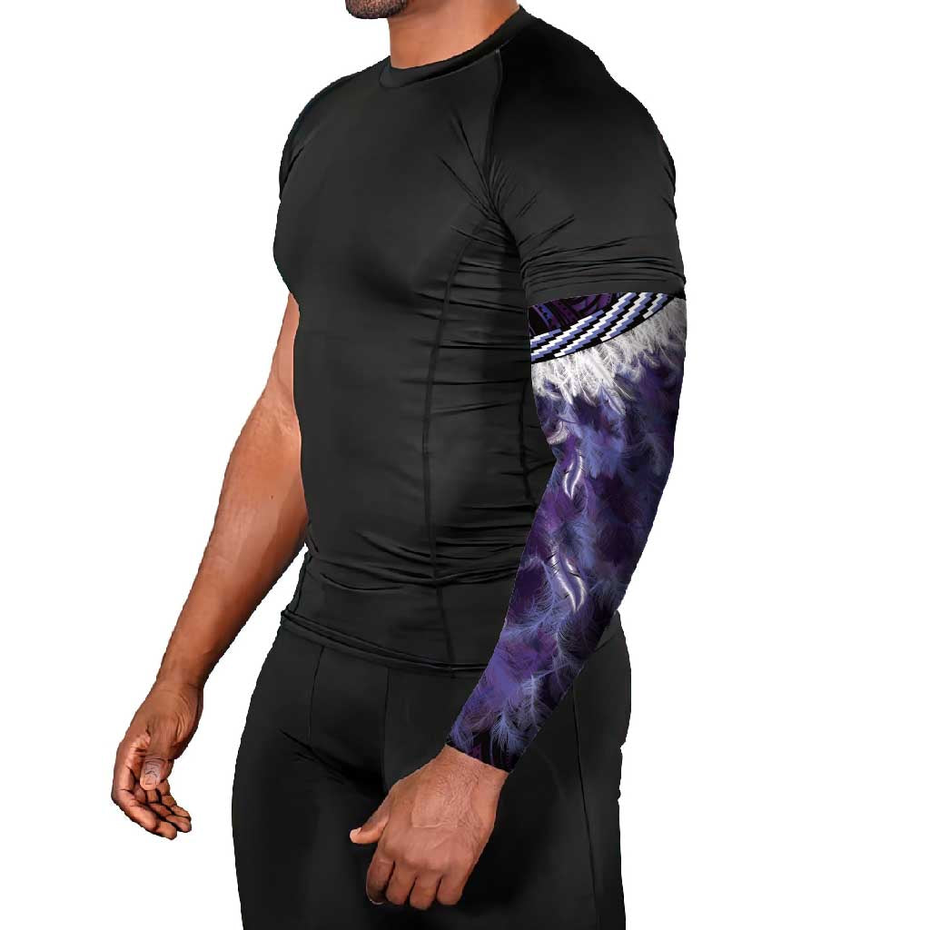 Purple Traditional Cloak Aotearoa Arm Sleeves Maori Paua Shell Korowai Pattern - Aussie Hoodie