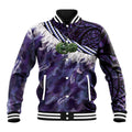 Purple Traditional Cloak Aotearoa Baseball Jacket Maori Paua Shell Korowai Pattern