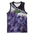 Purple Traditional Cloak Aotearoa Basketball Jersey Maori Paua Shell Korowai Pattern - Aussie Hoodie