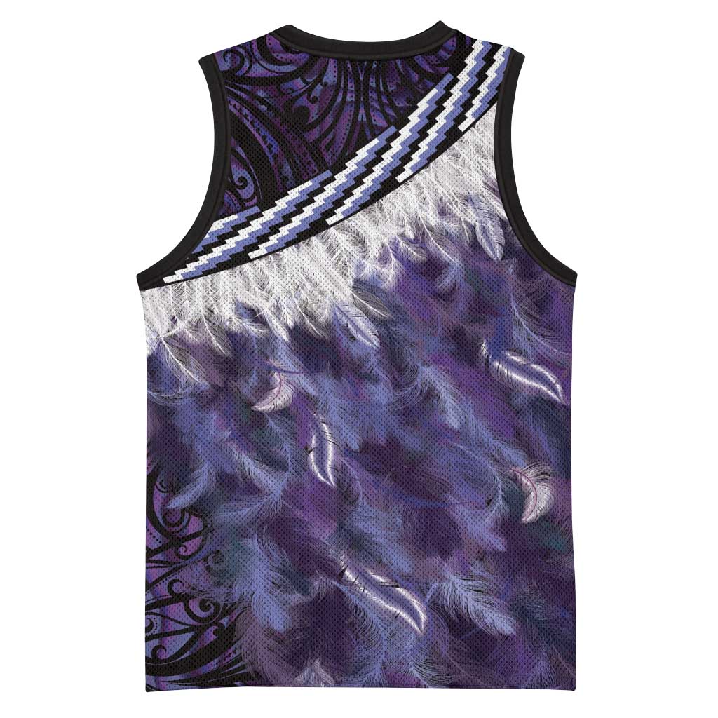 Purple Traditional Cloak Aotearoa Basketball Jersey Maori Paua Shell Korowai Pattern - Aussie Hoodie