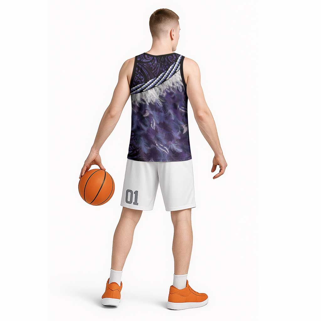 Purple Traditional Cloak Aotearoa Basketball Jersey Maori Paua Shell Korowai Pattern - Aussie Hoodie