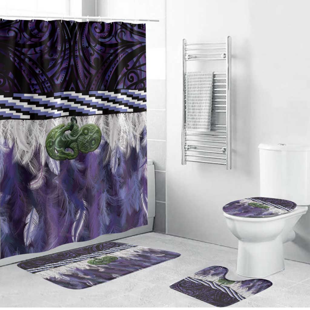 Purple Traditional Cloak Aotearoa Bathroom Set Maori Paua Shell Korowai Pattern - Aussie Hoodie