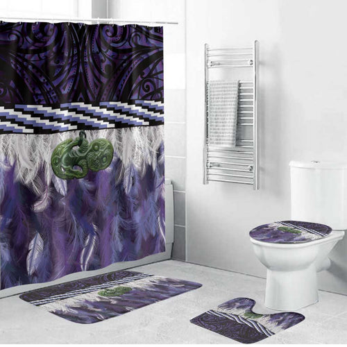 Purple Traditional Cloak Aotearoa Bathroom Set Maori Paua Shell Korowai Pattern - Aussie Hoodie