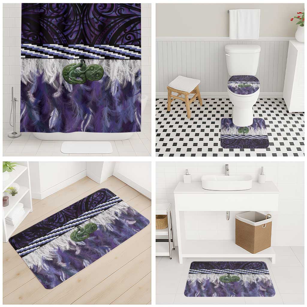 Purple Traditional Cloak Aotearoa Bathroom Set Maori Paua Shell Korowai Pattern - Aussie Hoodie