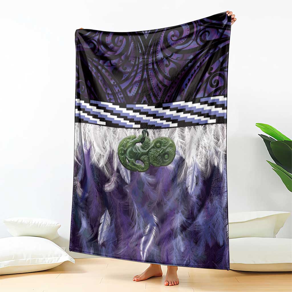 Purple Traditional Cloak Aotearoa Blanket Maori Paua Shell Korowai Pattern
